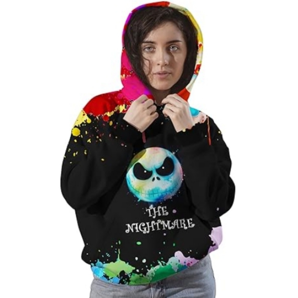 3D Print Pullover Hoodie Sweatshirt Women /Men Black / Green
